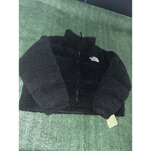 NWT North Face Women’s High Pile Sherpa Nuptse Short Crop 3XL Jacket Black J11 - Picture 2 of 16